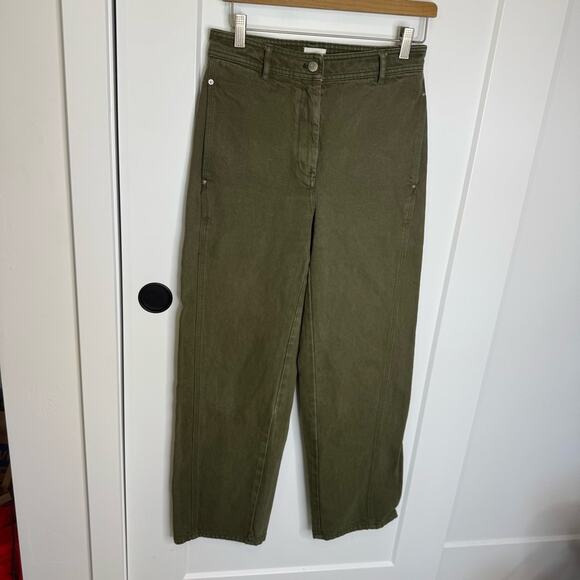 Aritzia Wilfred Olive Green Rigid Denim Cotton Utility Pants Jeans Size 4 - Picture 1 of 5